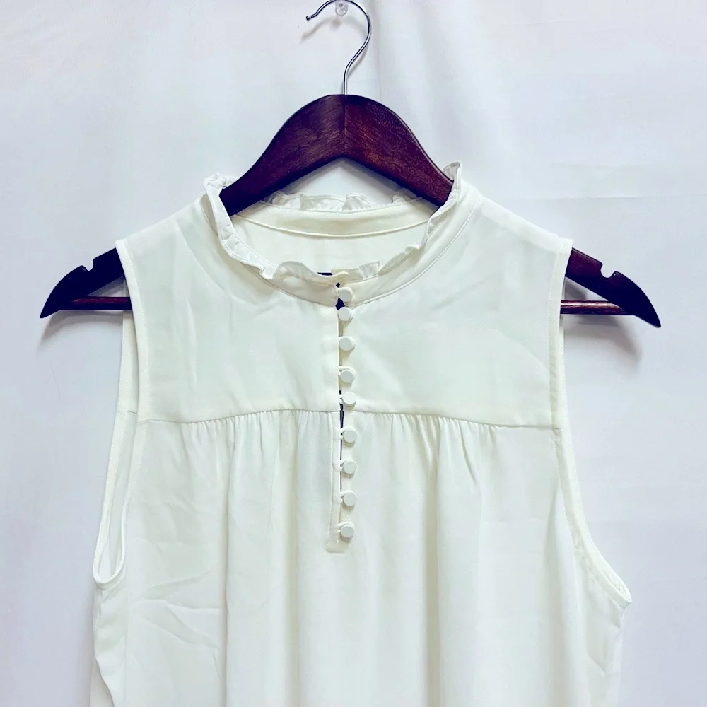 J.Crew Sleeveless button-front ruffleneck popover Size S NWT